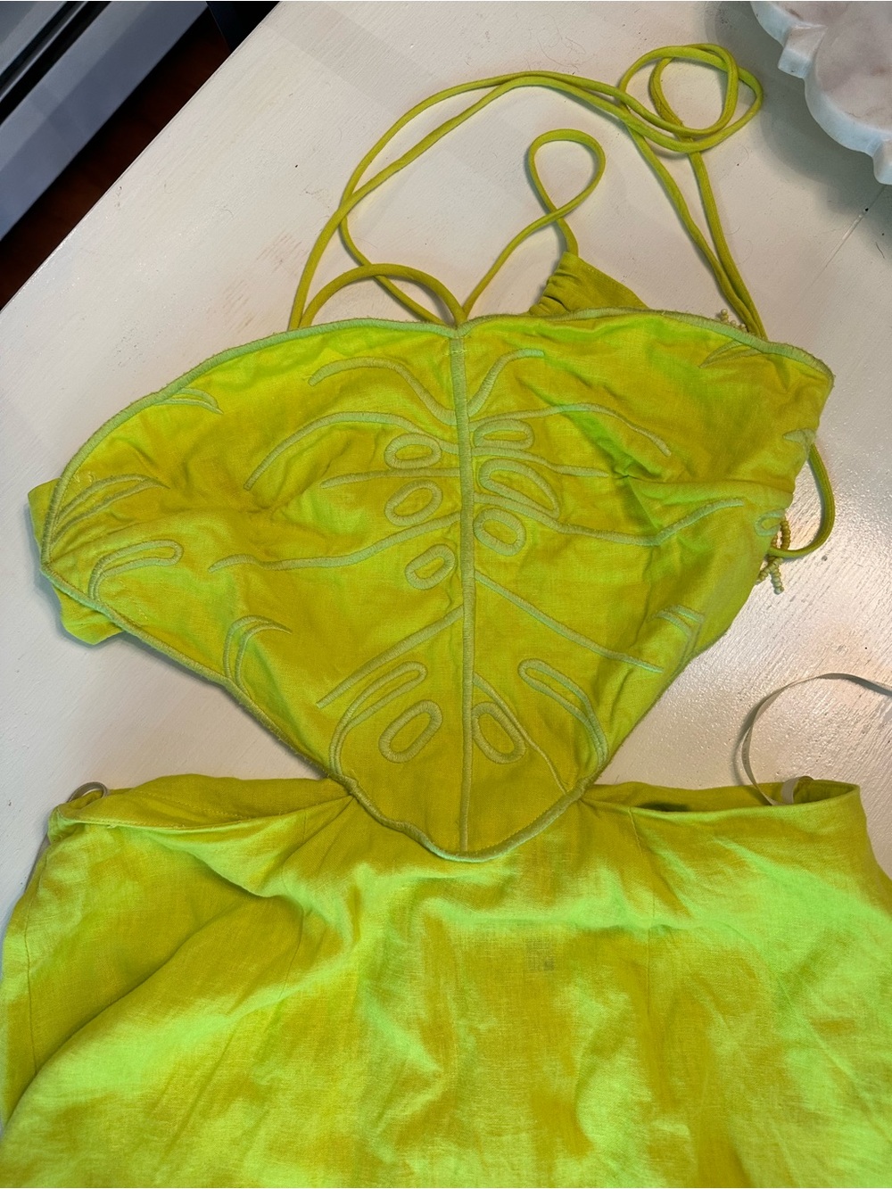 FARM Rio Neon Lime Backless Cutout Midi Dress - Picture 6 of 13